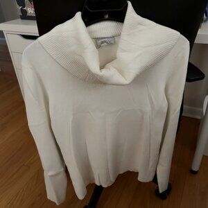 ANN TAYLOR LOFT soft white cowl neck sweater, L, NWT